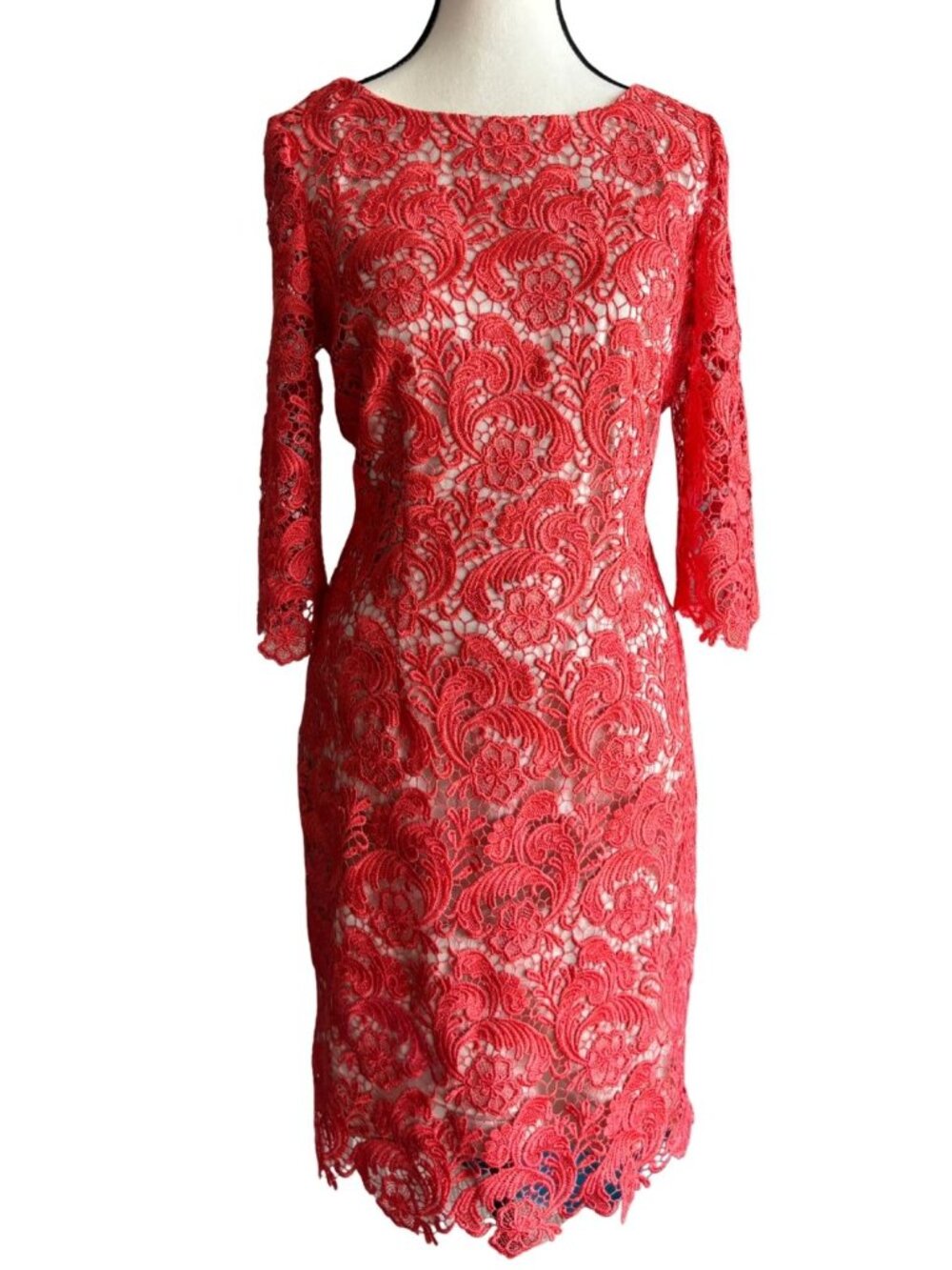 ELIZA J CORAL CROCHETED LACE GORGEOUS DRESS, SZ. 8